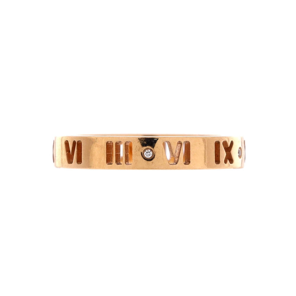 Tiffany & Co. 3.5mm Atlas Pierced Ring 18K Rose Gold and Diamonds